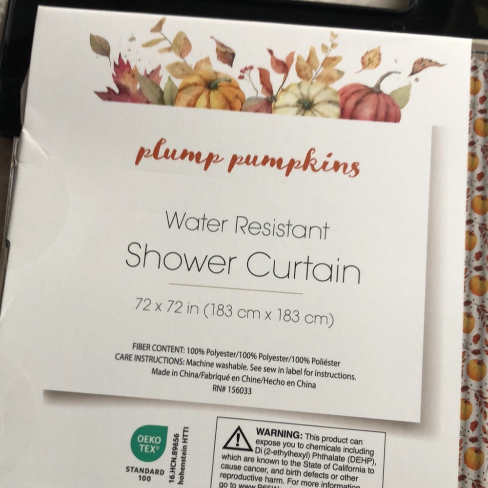Pumpkin Print Water Resistant Shower Curtain - Picture 6 of 8